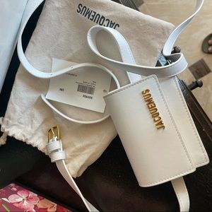 Jacquemus white belt bag from ssense